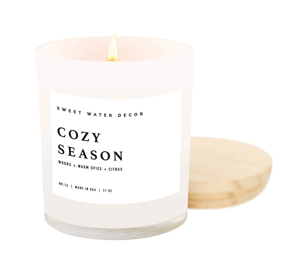 Cozy Season Soy Candle - White Jar - 11 oz