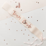 Team Bride Sashes Pink and Rose Gold